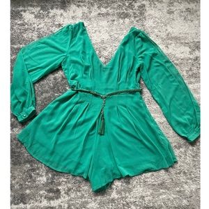 AGACI Romper Shorts - Teal -Size:Small - WORN ONLY ONCE. See Through Sleeves